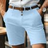 Summer New Arrival Men's Shorts Men's Linen Five-Inch Plain Button-Front Shorts Sports Beach Casual Trousers