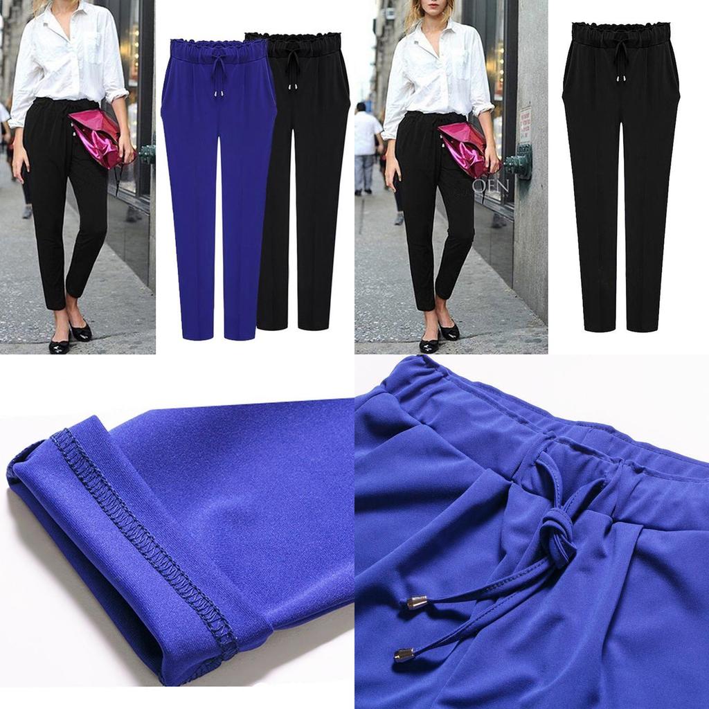 Comfortabele Dames Harembroek Lange Broek Met Trekkoord En Ademende Stof