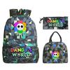 Mochila escolar de três peças com estampa do jogo Dandy's world para ensino fundamental e médio, popular no comércio exterior, mochila infantil