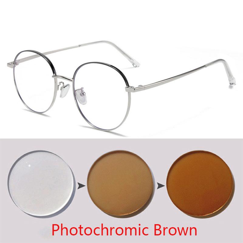 -1.0 -1.5 -2.0 To -6.0 Round Finished Myopia Eyeglasses Men Women Metal Eyeglasses Prescription Student Shortsighted Eyewear