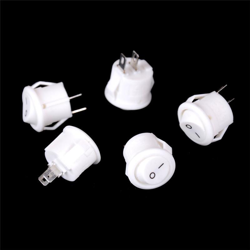 10Pcs 16mm de diâmetro branco redondo barco rocker switches mini 2 pinos liga-desliga interruptores 3A/250V