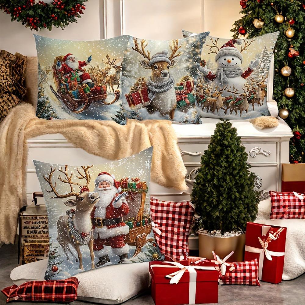 1pcs Christmas Pillow Covers with Prints ,Suitable for Christmas home decoration pillowcase, without pillow core.