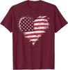 Cute American Flag Heart 4th of July Patriotic USA T Shirt