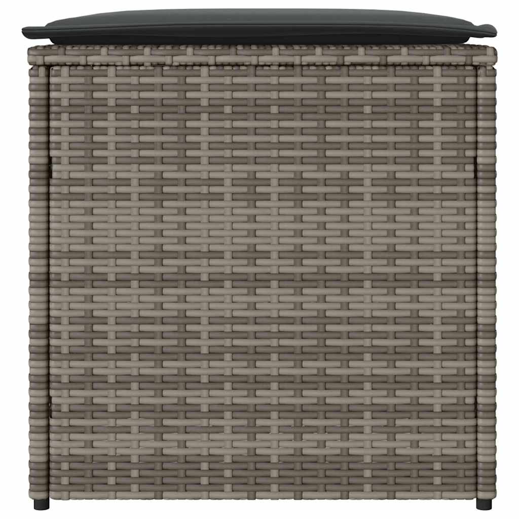 Storage Box with Cushions Gray 50 X 50 X 50 Cm Poly Rattan