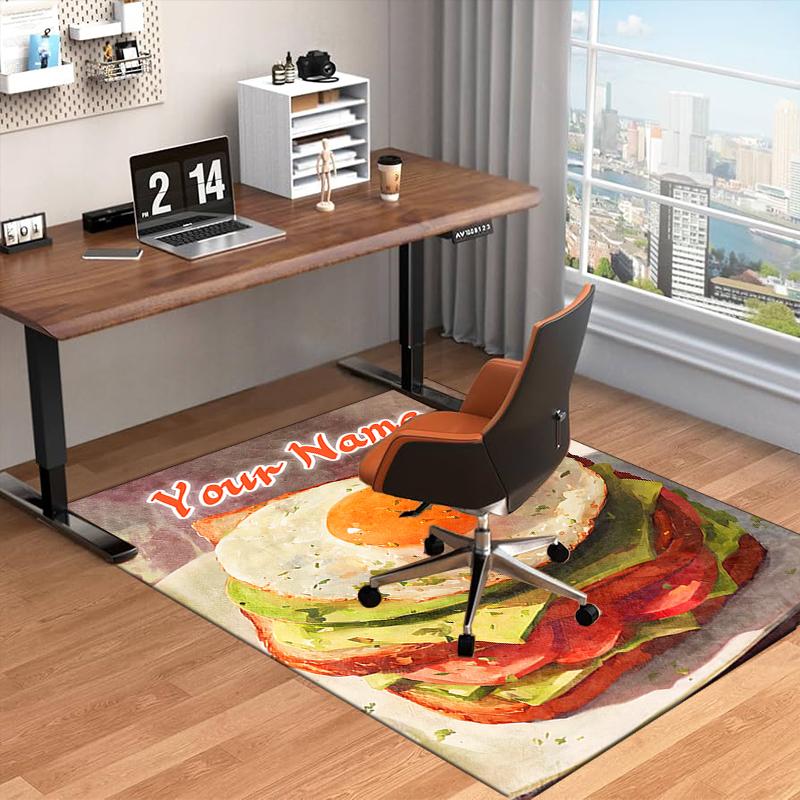 1PC Custom Name "Your Name's Egg Sandwich" Theme Floor Mat Ideal for Living Room, Game Rooms, Office, Bedroom, Floor Mat Playful Design