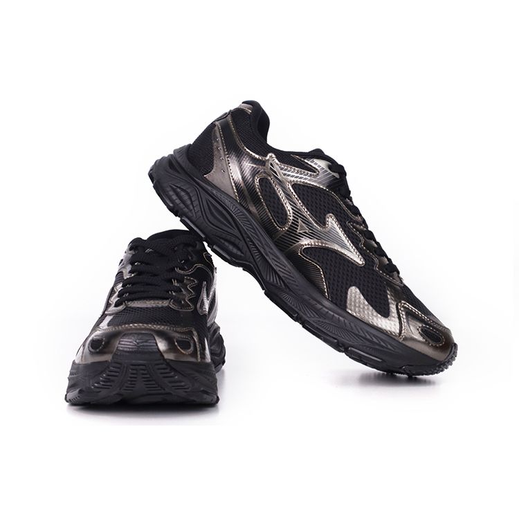 Mizuno Racer S Vintage Spiegel Mesh Wildleder Atmungsaktiv Low-Top Laufschuhe Unisex Sneaker Schwarz Gold D1GH223521