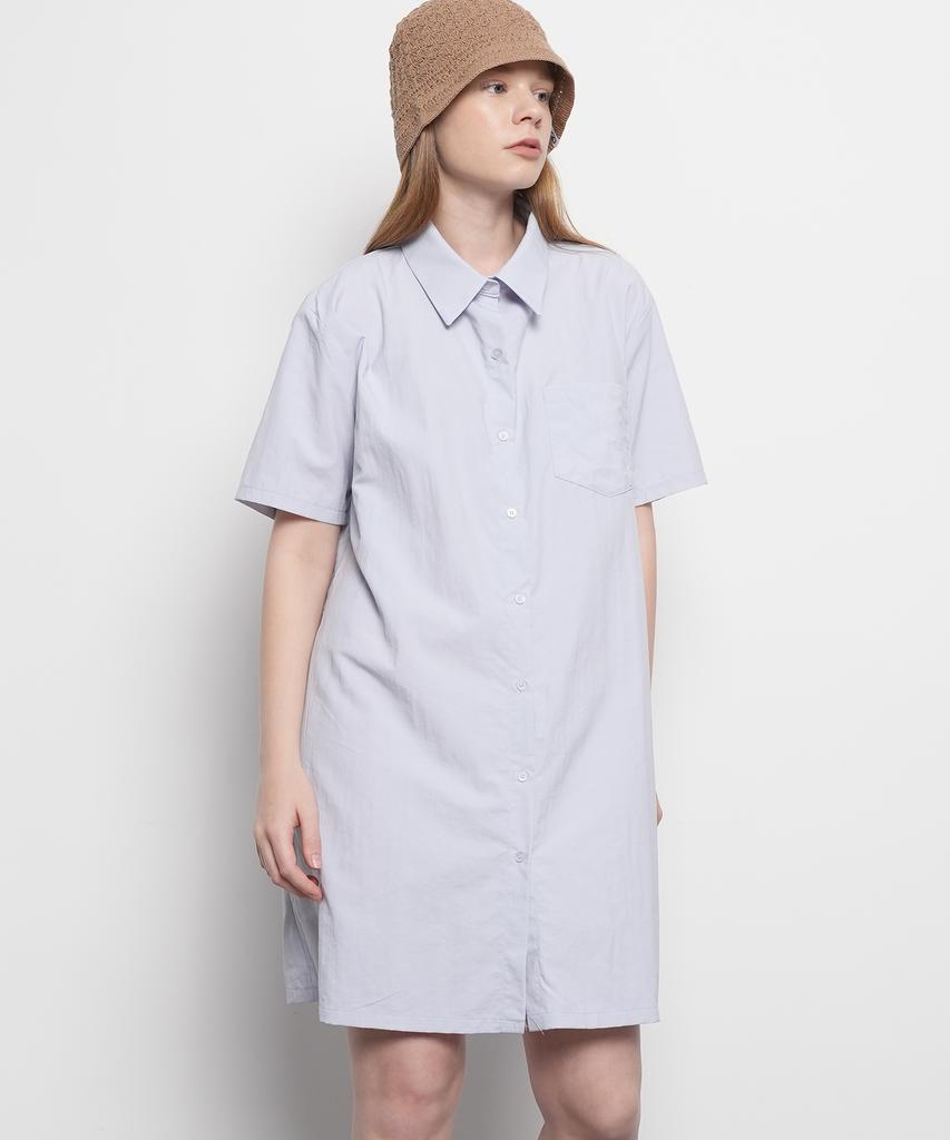 A Bon Women'S Summer Nylon Two-Pocket Mini Dress Beige