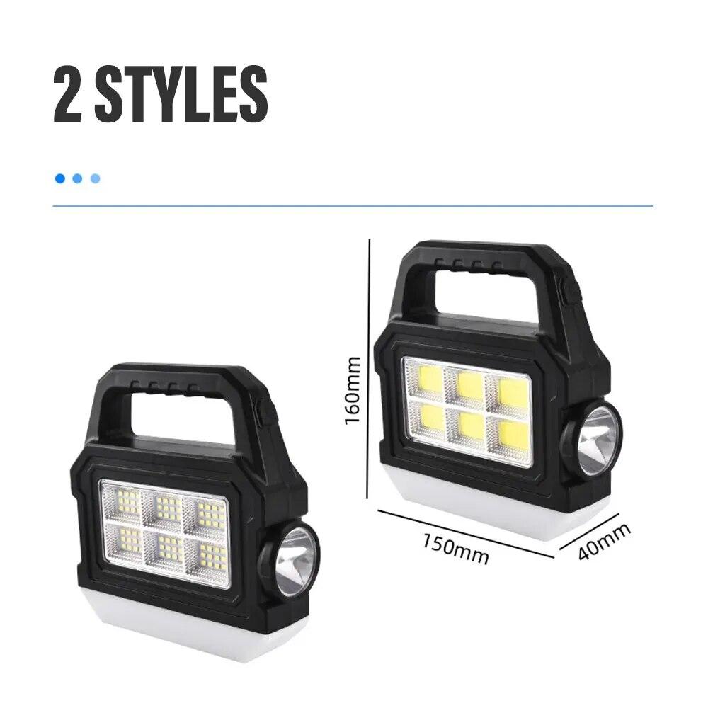 Powerful LED Flashlight Multifunctional COB Portable Work Light With Side And Bottom Lights Support For Solar Energy