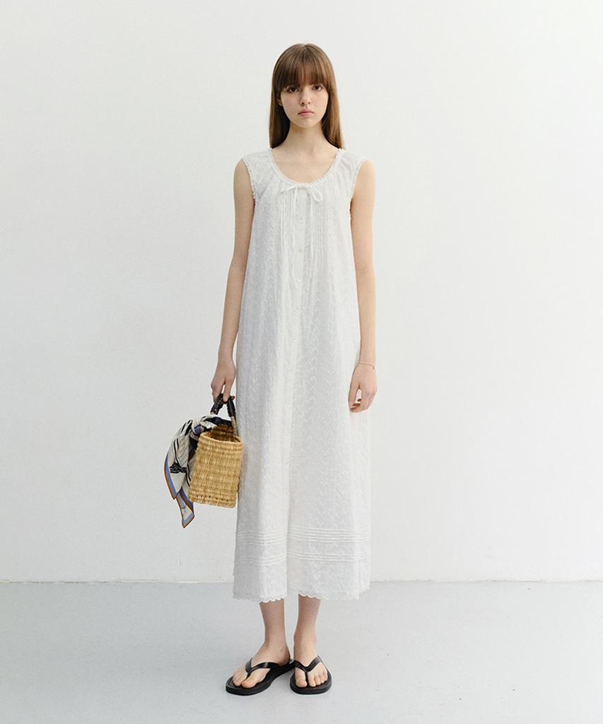 Deonseuteu Needlework Babydoll Dress_Uddr6B225_White
