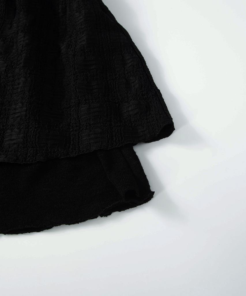 Aejeuon Lacy Check Skirt / Black