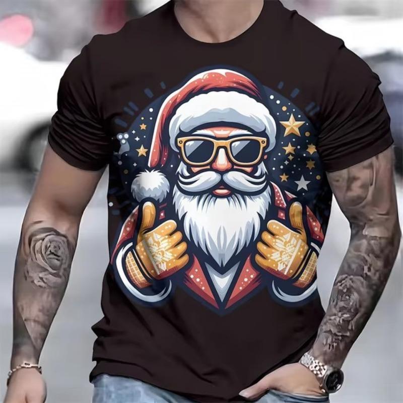 Funny Santa Claus Print Men's T-Shirt Christmas Tees Short Sleeve Tops Fashion Casual Streetwear Oversized T-Shirt Men Clothing
