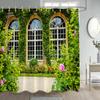 Garden Flowers Scenery Shower Curtains Natural Rustic Pink Floral Plant Modern Wall Hanging Polyester Bathroom Curtain Decor Set