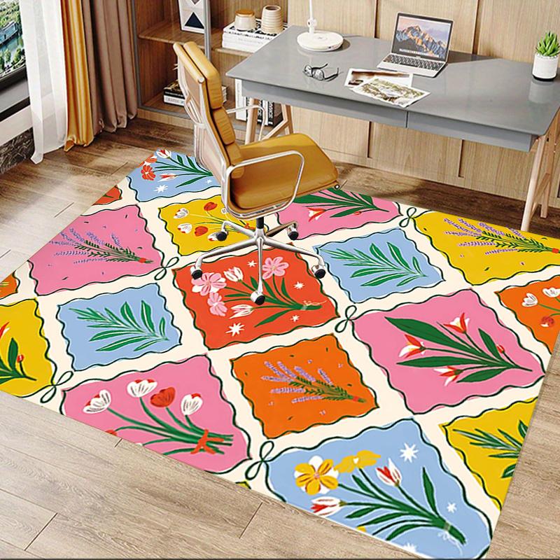 1 Stück Teppich mit Blumenmuster, weiche Flanell-Fußmatte für Wohnzimmer, Schlafzimmer und Teppich, Fußmatte unter Sofa und Couchtisch, Dekorativer Teppich q32