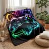 Neon Gaming Controller Theme Blanket Lightweight Warm Flannel Blanket Decorative Throw Blanket for Home Decoration