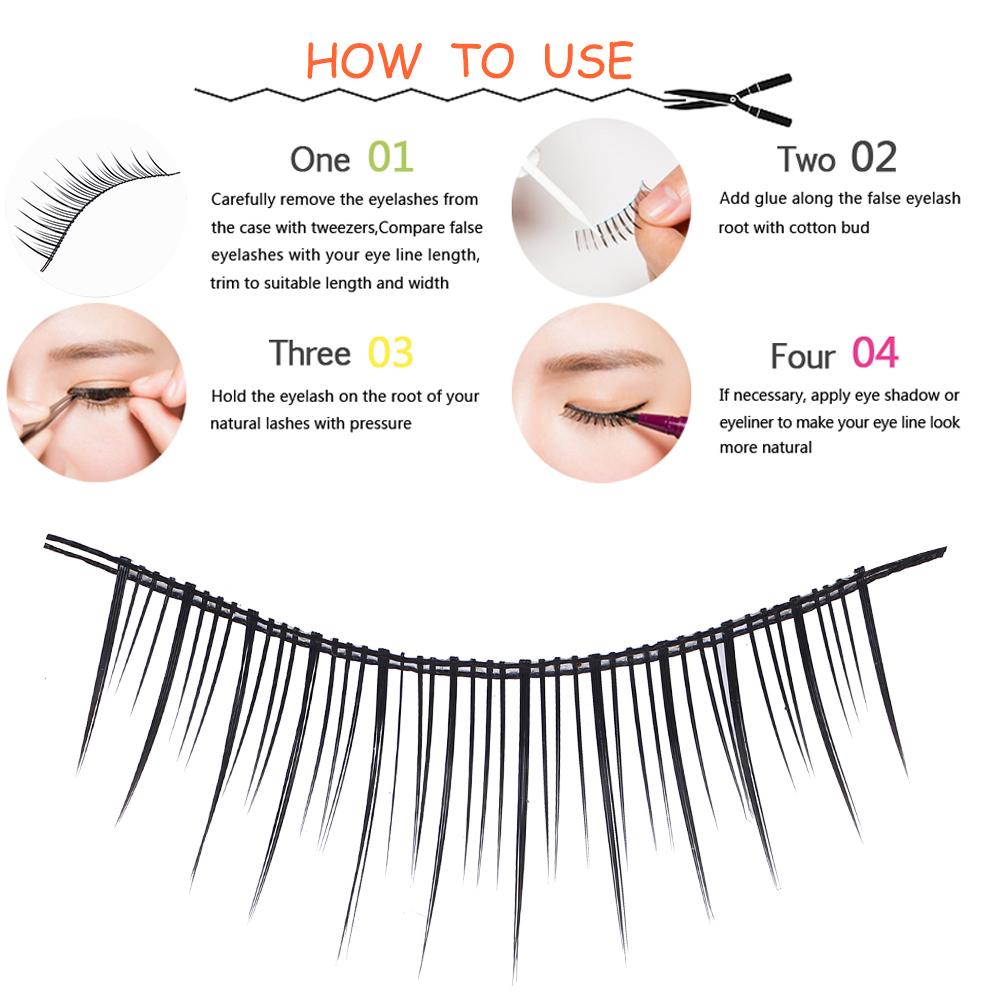 20pcs Natural False Eyelashes Slender Fake Eye Lashes Extension Makeup Tool