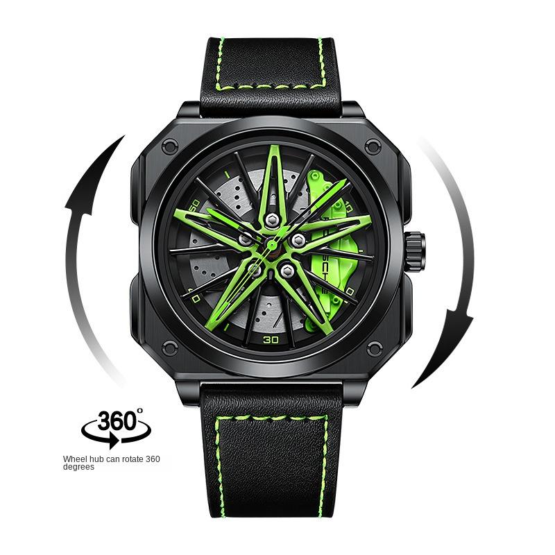 SVJ Herrenuhr, hochwertige authentische schwarze Ritterraduhr, drehbares Zifferblatt, leuchtende Modifikationstabelle
