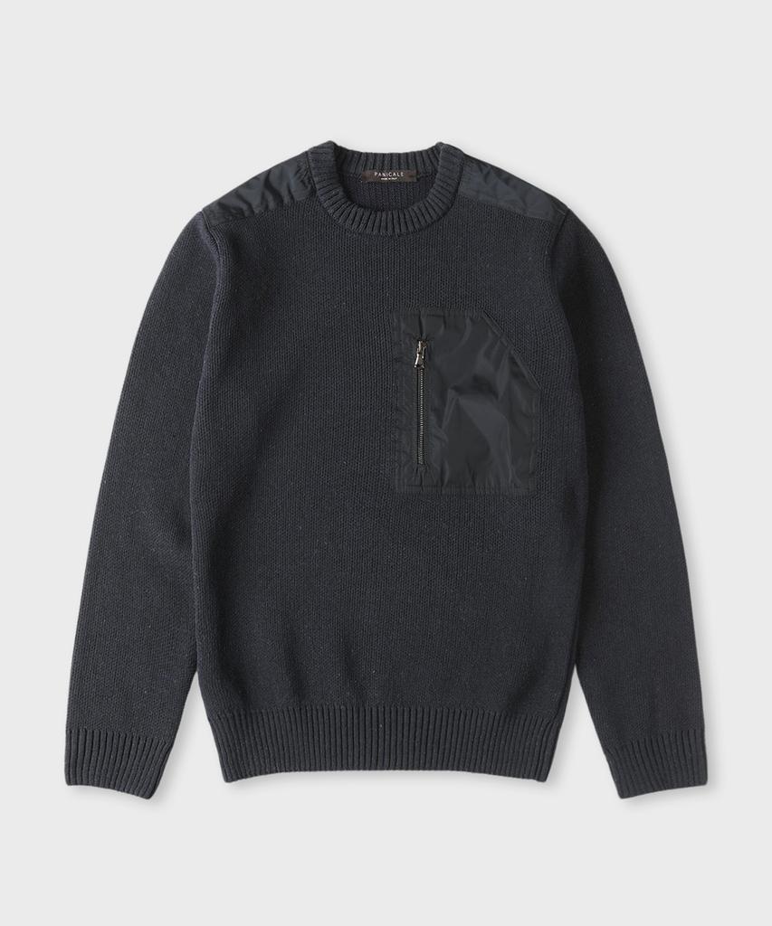 PANICALE Navy Wool Blend Pocket Sweater