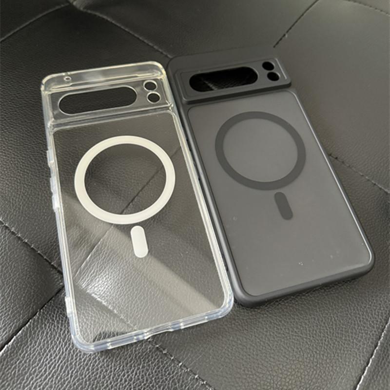 Transparent Shockproof PC+TPU Magsafe Case For Google Pixel 9 Pro XL 8 Pro 8a Frosted Magnetic Wireless Charging Phone Cover