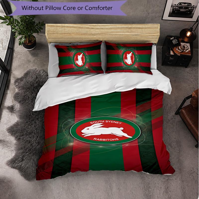 South Sydney Rabbitohs Pattern Microfiber 3Pcs Bedding Set Decor Duvet Cover Set For Bedroom Home Use