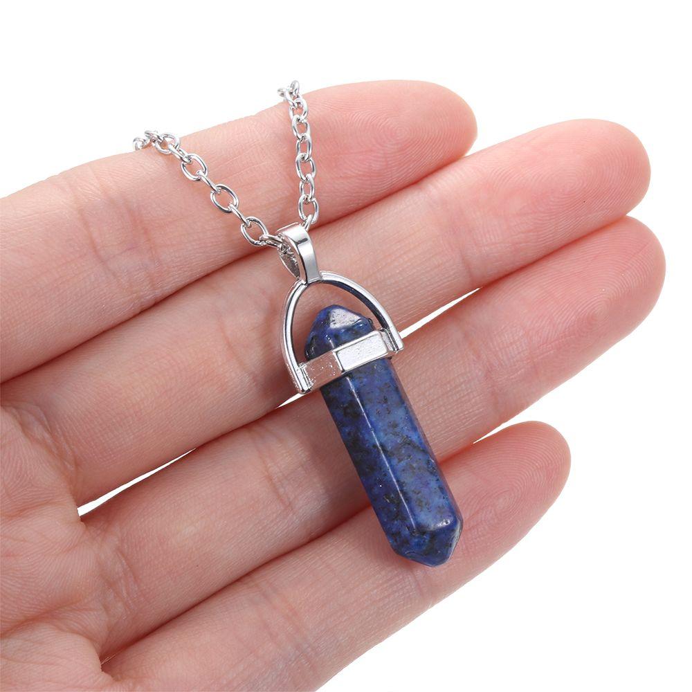 Chakra Point Pendulum Natural Crystal Necklace Quartz chain Stone Pendant Jewelry Accessories