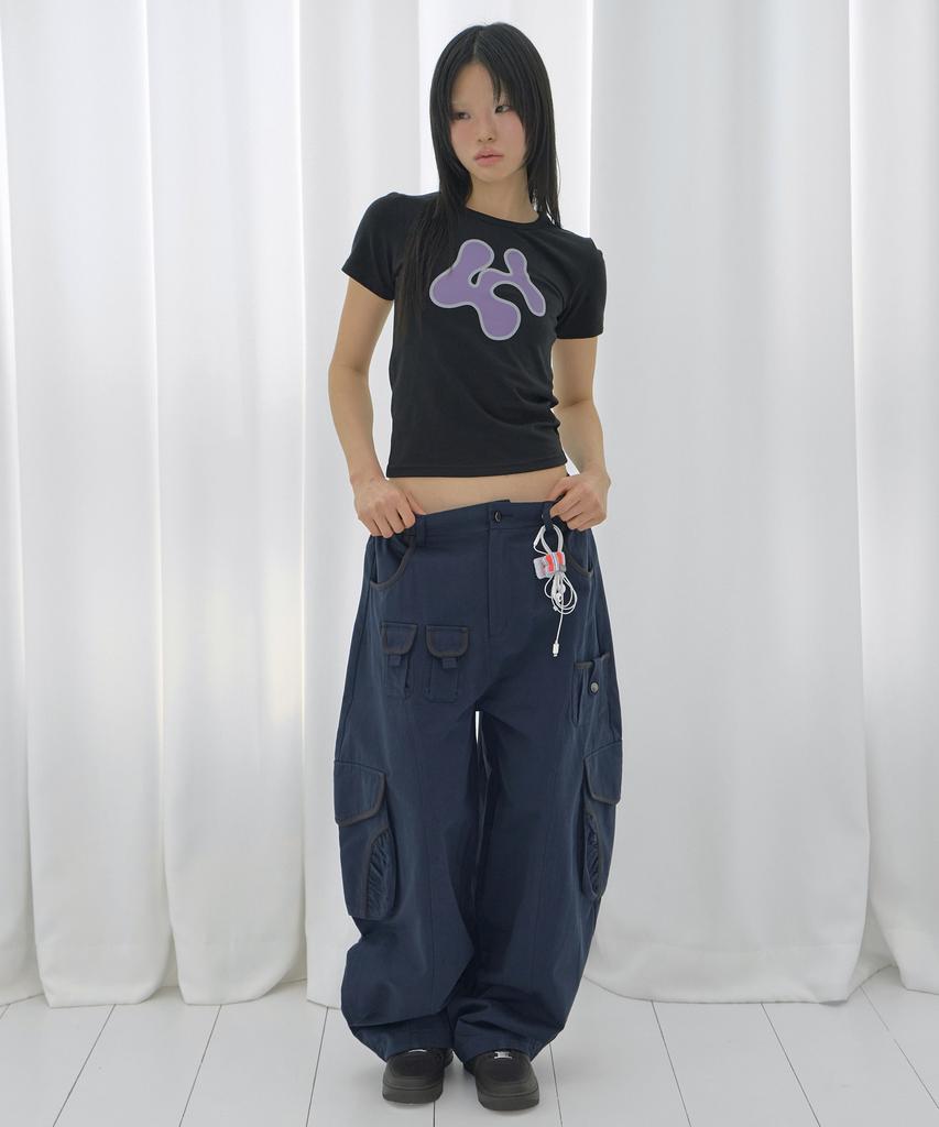 FANCY CLUB Cargo Work Balloon Pants (Navy) F26Qd153
