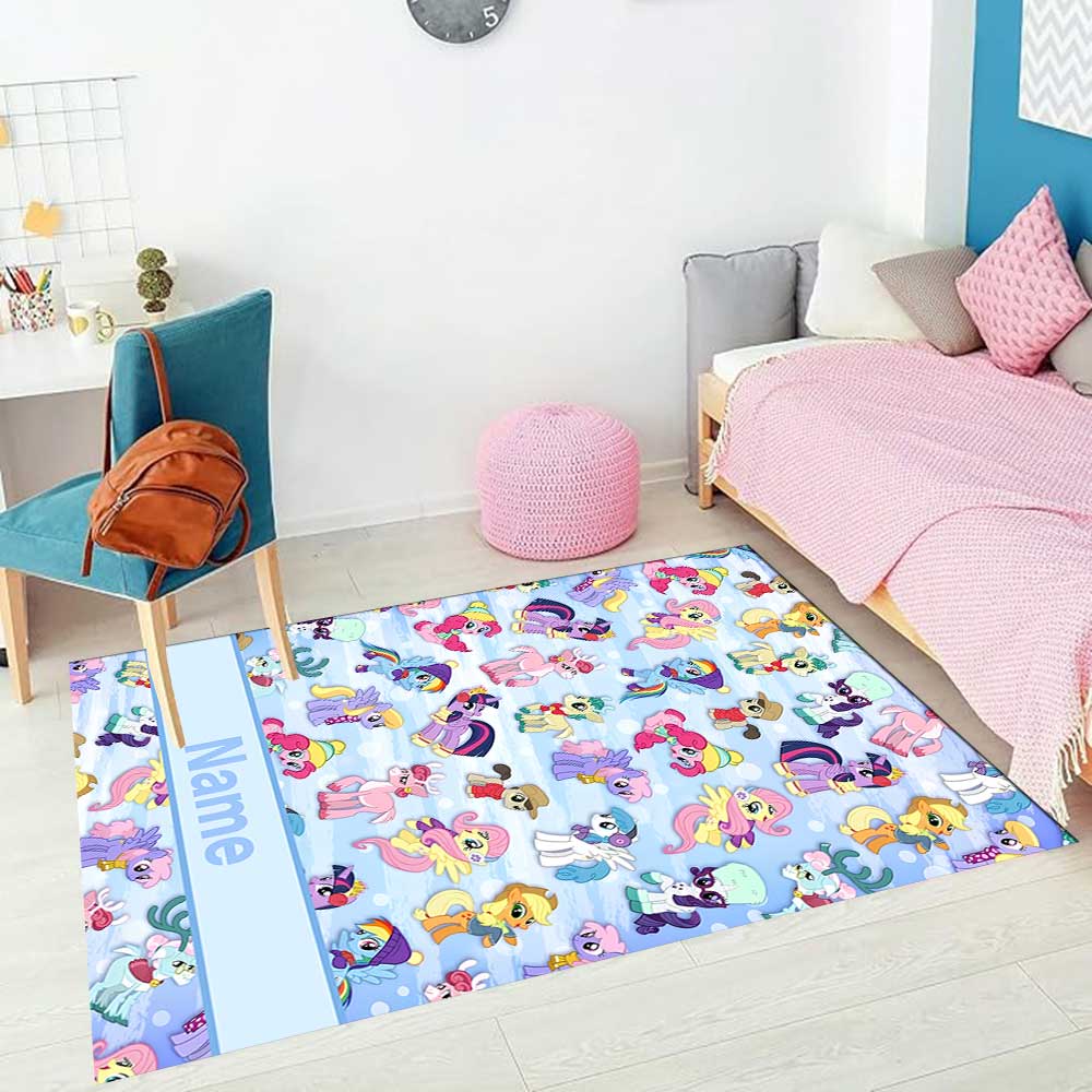 Little Pony (6) Customize Your Name Rug, Office Chair Cushion, Home Bedroom Living Room Gift.