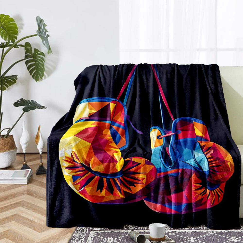 boxing Theme Printed Blanket - Perfect for Couch, Bed, Travel & Outdoor Use | Machine Washable, Cozy & Durable.