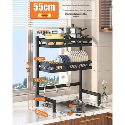 Double-Layer Carbon Steel Kitchen Sink Drain Rack