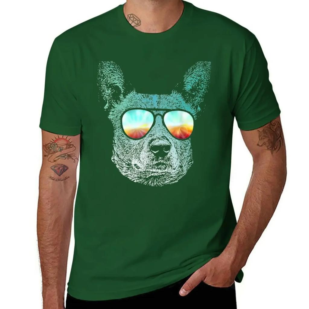 Neon Dog Australian Stumpy Tail Cattle Dog T-Shirt Sports Fans Anime Cute Clothes Mens T Shirts Casual Stylish