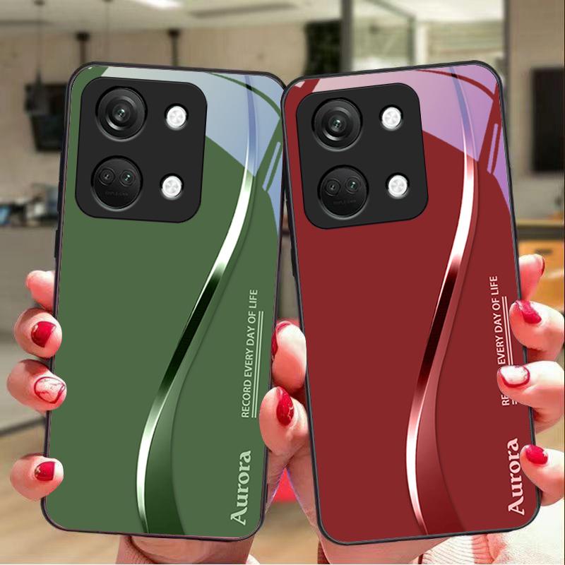 Zweifarbige Streifen für OnePlus Nord 3 5 6T 7 Pro 8 12 10T Reno8 Lite 5G 10R Nord N30 Hartschale gehärtetes Glas Handyhülle Schwarz