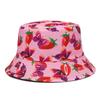 XUANCUI Herstellung Sommer Outdoor Freizeitkappe Allover Print Erdbeerfrucht Fischerhut