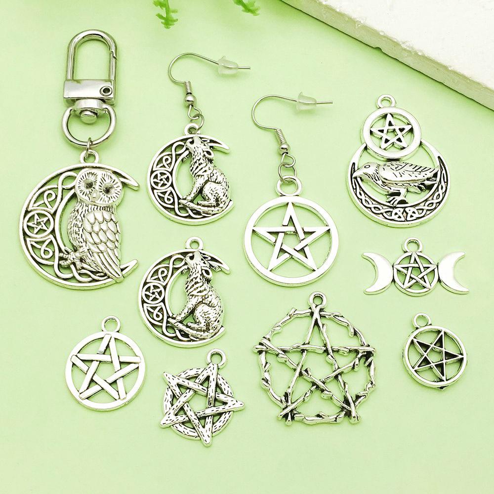 Mixed 15 Silver Alloy Star Pendants & Charms for DIY Bracelets & Necklaces
