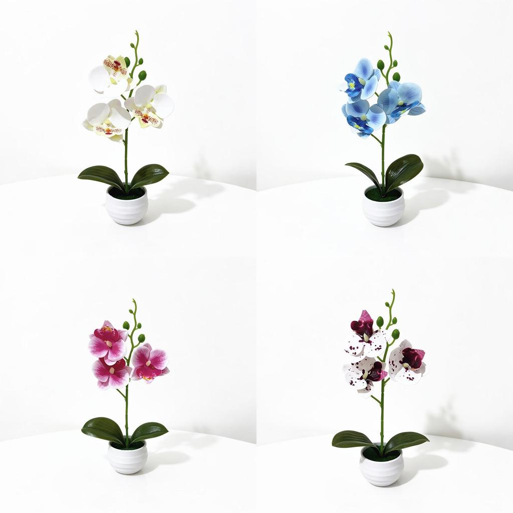 Orhidee Fluture Plantă Artificială Decor Casă Cu Frunze din Plastic Pentru Sufragerie și Birou