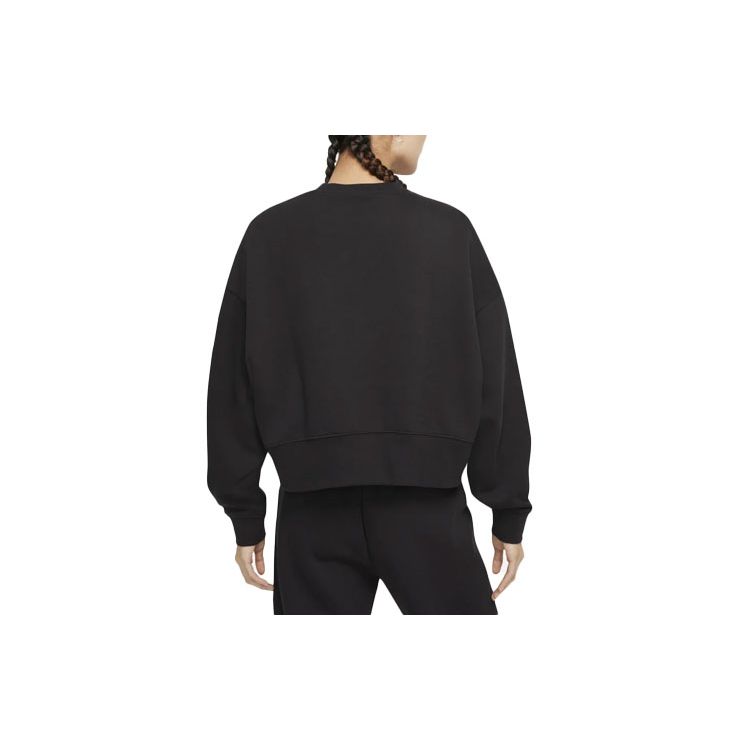 Nike Sportswear Collection Essentials Fleece-Lined Knit Pullover Sweater Women Sweatshirt Black DJ7666-010
