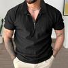 Men's Zipper Lapel T-shirt Solid Color Short Sleeves Casual T-Shirt Loose Fit Summer Tee Shirt for Golfing Streetwear Beach Travel