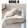 Korean Version of Lazy Wind Back Empty White Shoes 2025 Spring New Thick-soled Middle Heel Round Head Lace-up Casual Muller Slippers Women