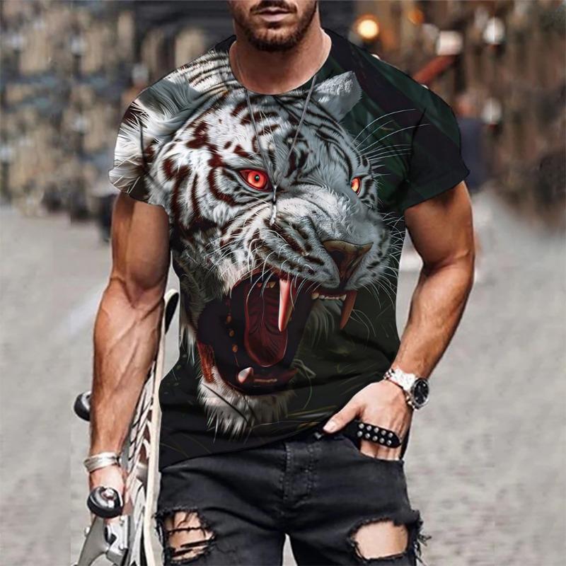 3D Men's T-shirt Fashion Competition Cool Dragon Pattern Design Hip Hop O-neck Short Sleeved Top Abstract Harajuku Men's T-shirt