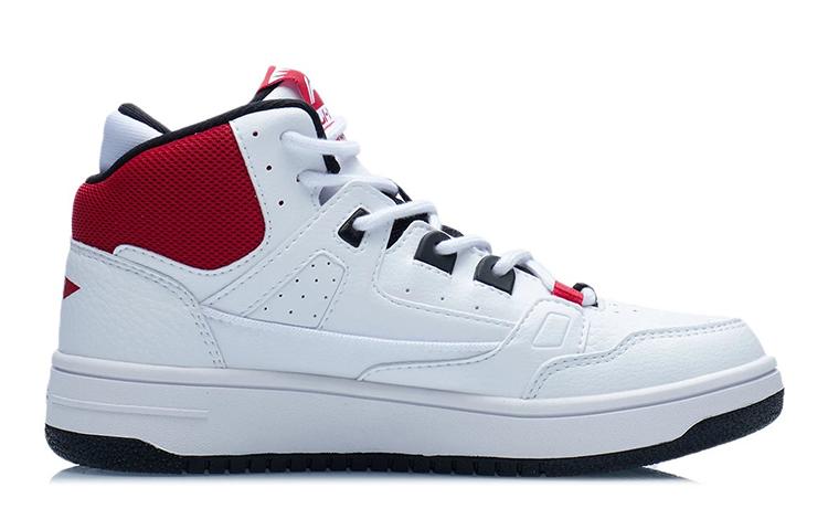 Li Ning YOUNG Hohe Sports Freizeitschuhe Weiß Rot Unisex YKCR228-3