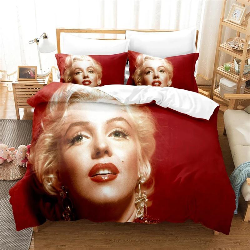 3D Marilyn Monroe All Season Duvet Cover Bedding Comforter Sets Soft Quilt Cover and Pillowcases Single/Double/Queen/King
