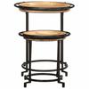 2 Piece Side Table Set Solid Mango Wood