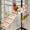 Bird Playground For Cage Natural Wood Parrot Perch Lovebird Cage Ladder Swing Toys For Macaw Cockatiel Wood Parakeet Play