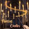 Halloween Decorations Floating Candles with Wand Flameless Floating Candles with LED Warm Lights Battery Operated Magic Candle for Birthday Gifts