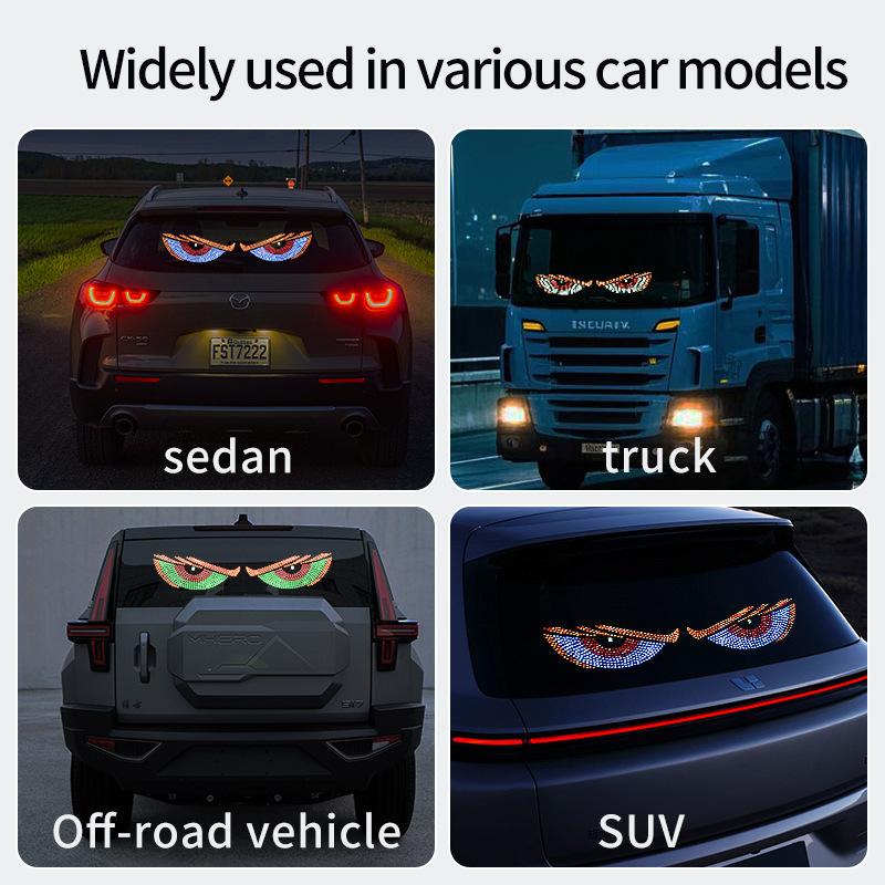 LED Car Dynamic Devil's Eye Light Car Sticker LED Display Eye Light Sign Personalized Decorative Light Modification