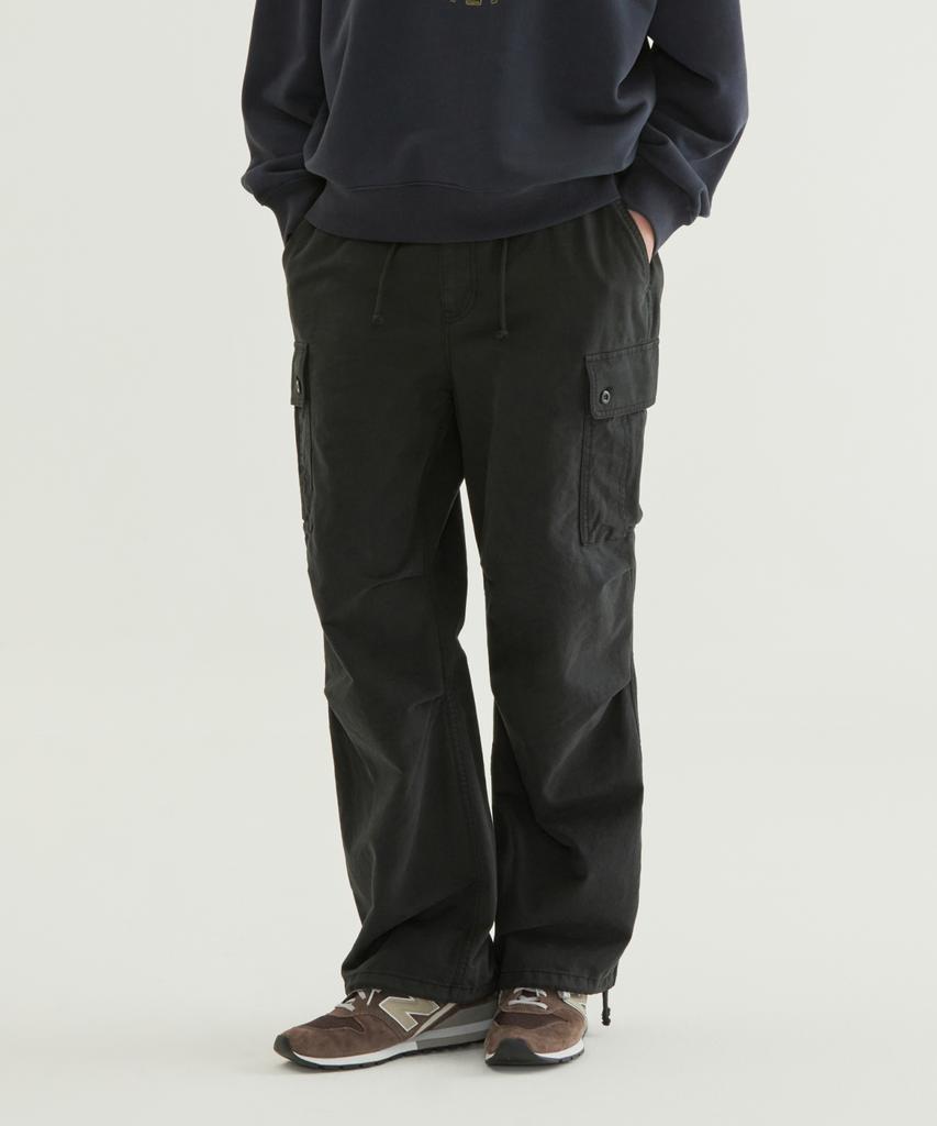 COVERNAT Wide Cotton Parachute Pants Black
