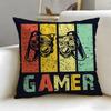 Game Colorful Graffiti Game Gamepad Cushion Cover Soft  EasyWash Pillow Case  Versatile for Couch Bed Travel and Office