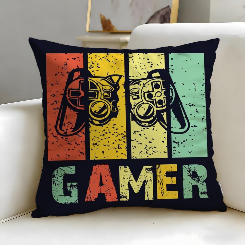 Game Colorful Graffiti Game Gamepad Cushion Cover Soft EasyWash Pillow Case Versatile for Couch Bed Travel and Office