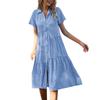 Women's Fashion Design Plaid Dress Shirt Collar Casual Skirt