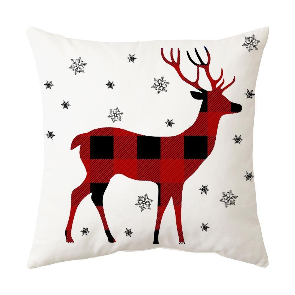 Christmas Home Decoration Pillow Cover Merry Christmas Snowman Christmas Tree Plaid Printed Cushion Cover Sofa Room Decoration S