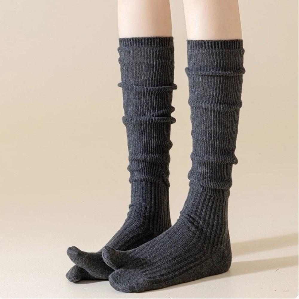Soft Women's Long Socks Solid Color Two-Toed Sock Comfortable Split Toe Socks  Autumn