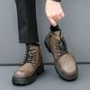 Winterliche lässige High-Top-Lederschuhe im britischen Stil für Herren in Reitstiefeln, vielseitige höhenverstellbare Leder-Knöchelboots